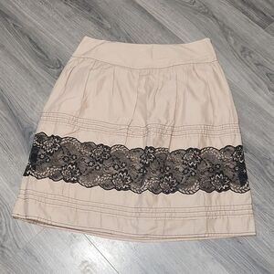 Axcess Taupe & Black Lace Midi Cotton Skirt